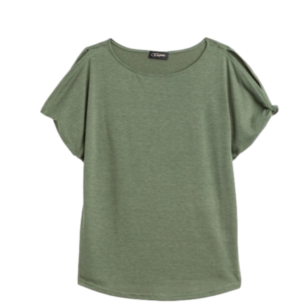 COLETTE Romey Cold Shoulder Knit Top Olive Green Sz M